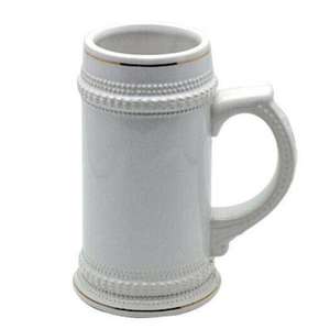 Chope à bière allemande en céramique blanche, garniture dorée, impression par Sublimation, bricolage, B013-1, 22oz - Product Image 5