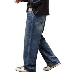 AAFII IMPEX Jean bleu décontracté pour homme, coupe ample, jambe large, droit, en denim délavé, écologique, respirant, léger, classique - Product Image 4