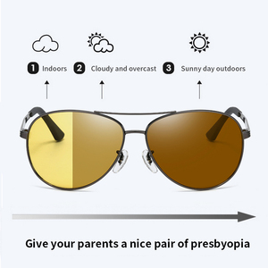Occhiali da sole da pilota polarizzati fotocromatici con visione notturna, montatura dorata, oversize, per uomo, uso giorno/notte - Product Image 3
