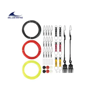 BLUEWING Triple Outrigger Rigging Kit All-in-One Kit Mono Line Release Clips Pulley Snap Swivels Crimps Ball Stops And Rings