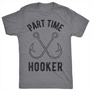 Crazy Dog Men's Vintage Part Time Hooker Funny Fishing Hook <strong>Sarcastic</strong> Novelty T-Shirt Poly/Cotton Blend Dark Grey XXL - Product Image 3