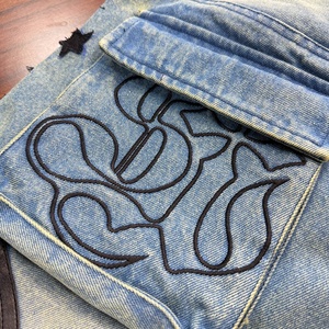 Pantalones Cortos Cargo de Mezclilla Personalizados de Alta Calidad para Hombre, Diseño Bordado Resistente, Estilo Urbano, Jeans Desgastados, Pantalones Cortos Holgados de Mezclilla - Product Image 5