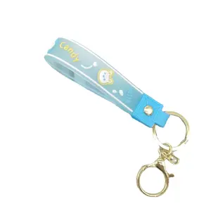 Factory Price Custom Souvenir Gifts Key Ring With Brand Logo Name Rubber Silicone Soft Wrist Strap Clear PVC Keychain