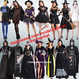 Costume de vampire d'Halloween pour adulte cape de mascarade avec longue jupe de sorcière noire <span class=keywords><strong>tenue</strong></span> Cosplay - Product Image 3