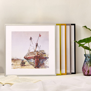 <span class=keywords><strong>Cadre</strong></span> photo mural en <span class=keywords><strong>verre</strong></span> de haute qualité en alliage d'aluminium argenté, fait main, pour peinture et calligraphie chinoises traditionnelles - Product Image 1