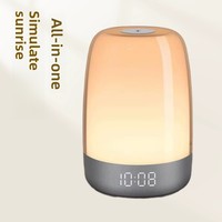 Nouvelle lampe de chevet en forme de lanterne alimentée par USB, simule le lever du soleil naturel ; Veilleuse de chevet à commande tactile ; Horloge