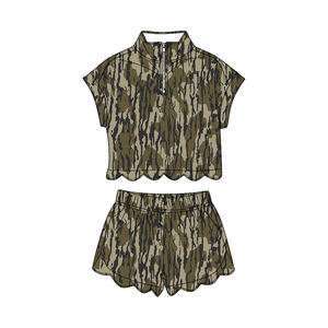 GSSO3563 Conjunto Casual de Manga Corta con Estampado de Camuflaje Verde para Niñas Pequeñas, Venta al por Mayor de Conjuntos Infantiles - Product Image 1