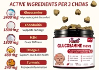 Complément alimentaire pour chiens à base de glucosamine et de chondroïtine - Absorption rapide, sans céréales, comprimés à mâcher pour soulager les douleurs aux hanches et aux articulations