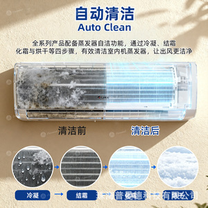 เครื่องปรับอากาศกรีแบบแยกส่วน 220V 50Hz ระบบอินเวอร์เตอร์ ใช้สารทำความเย็น R32 ระบบทำความเย็นและความร้อน พร้อมรีโมทและควบคุมผ่านแอป - Product Image 5