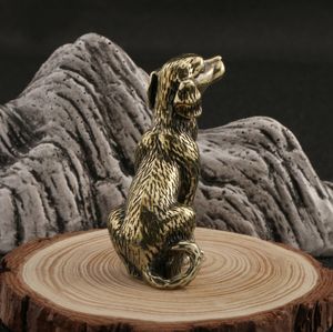 รูปปั้นสุนัขจักรราศีแบบย้อนยุครูปปั้นสัตว์ทองเหลืองลูกสุนัขเครื่องประดับชุดมือจับทองเหลือง - Product Image 4