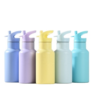 <b>Mini</b> Colorful 350ml Double Layer Stainless Steel Sports <b>Water</b> <b>Bottle</b> Flask With Straw Lid For Kids - Product Image 1