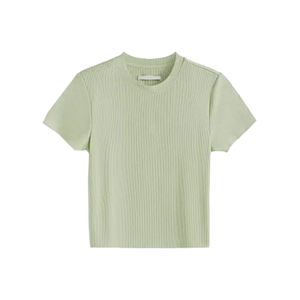 T-shirt en coton uni à manches courtes pour femme, coupe ajustée, ultra-léger, écologique, séchage rapide, respirant, toucher agréable, lignes épurées - Product Image 1