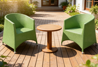 Fauteuil de patio en rotin vert résistant aux intempéries Yoshen, léger et durable, pour l'extérieur