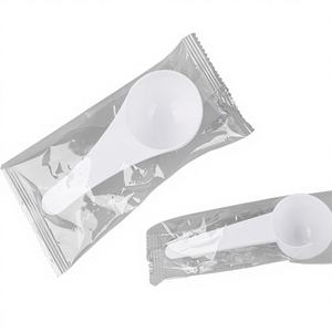 Cuillère ronde en plastique PP blanc 5g <span class=keywords><strong>10g</strong></span> pour lait en poudre, café, thé, masque, crème, dessert, <span class=keywords><strong>sel</strong></span>, sucre, yaourt, avec long manche - Product Image 4