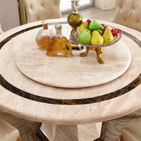Ensemble de tables à manger rondes de style nordique, design écologique, plateau en pierre frittée marbrée, pieds en bois, pour la maison et l'hôtel