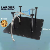 Ensemble de robinetterie de douche encastrée en laiton noir moderne de 20 pouces avec LED, fonction pluie, thermostatique, jets doux et massage, pour hôtel