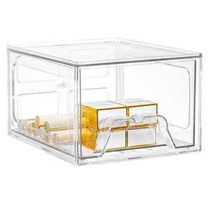Wholesale <b>Plastic</b> Organizer <b>Bins</b> Stackable Storage Drawers for Makeup Cosmetics Vanity Bathroom Cabinet - Product Image 1