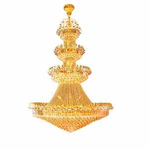 Lámparas de Araña Grandes de Cristal con Luces LED Doradas para Decoración de Vestíbulos de Hoteles y Restaurantes Tradicionales - Product Image 6