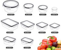 Organisateur de garde-manger de cuisine, conteneurs de stockage empilables hermétiques pour céréales aliments réfrigérateur avec couvercle étanche 26 pièces