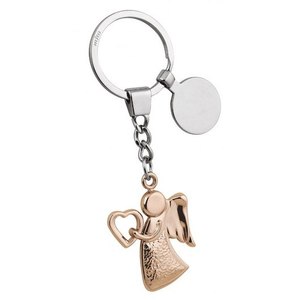Llavero Corazón de Ángel en Oro Rosa con Cadena y Anillo para Regalo o Promoción - Product Image 1