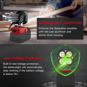 Square <b>LED</b> Work <b>Light</b> Compatible for 18V Battery 40W 6000LM Flashlight 120 Adjustable Low Voltage Lighting High Brightness 6000 - Product Image 5