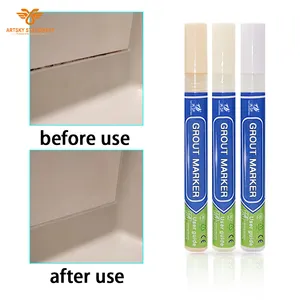 Grout Pen สีขาว Grout Repair Marker เปลี่ยน Nib Tip-ออกแบบสำหรับคืนกระเบื้อง Grout ในห้องน้ำ & ห้องครัว (สีขาว)