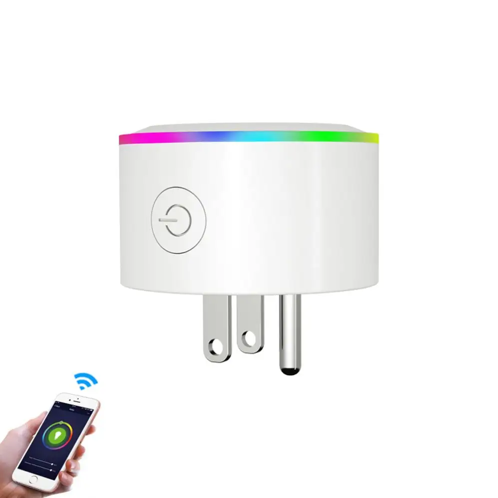 Toma de corriente Wifi tipo B, enchufe inteligente con Control remoto y luz RGB