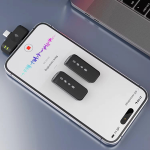Microphone sans fil compatible vidéo 2-en-1 portable mini Type-C avec réduction de bruit et LED <span class=keywords><strong>pour</strong></span> iPhone/Android - Product Image 3
