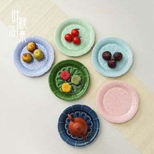Assiette en céramique en forme de fleur de lotus silencieuse pour collations, fruits, thé, pour fêtes, hôtels, café, thé - Product Image 4
