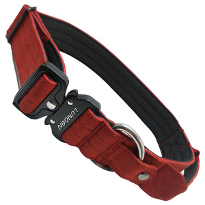 Collier pour chien en nylon rembourré personnalisable de haute qualité, avec boucle en métal, rubans décoratifs, style luxueux et tendance, couleurs unies - Product Image 1