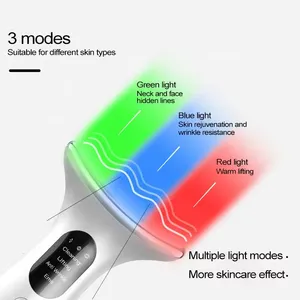 Ems Massageador facial dispositivo de levantamento facial anti-idade 3 cores terapia de luz massageador de levantamento de rosto e pescoço