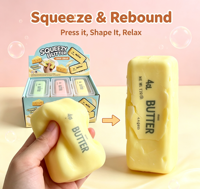 Jouet Squishy en forme de bâton de beurre à presser, souple, à rebond lent, simulation alimentaire, jouet anti-stress, cadeaux et souvenirs de fête