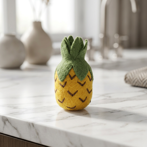 Ananas en feutre de laine avec feuilles vertes, fruits de jeu d'imitation, jeu imaginatif pour enfants, accessoires photo, décoration - Product Image 5