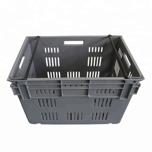 Caja <span class=keywords><strong>de</strong></span> transporte perforada <span class=keywords><strong>de</strong></span> plástico con barras oscilantes, caja <span class=keywords><strong>de</strong></span> almacenamiento con brazo apilable y estable - Product Image 4