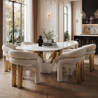 Chaise de salle à manger de luxe moderne avec pieds en laiton et fauteuil en tissu bouclé super confortable pour la maison, le bureau, la villa, personnalisable