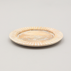 Piatto decorativo in legno bianco fatto a mano da 13 pollici, stoviglie in legno per decorazioni per feste - Product Image 3