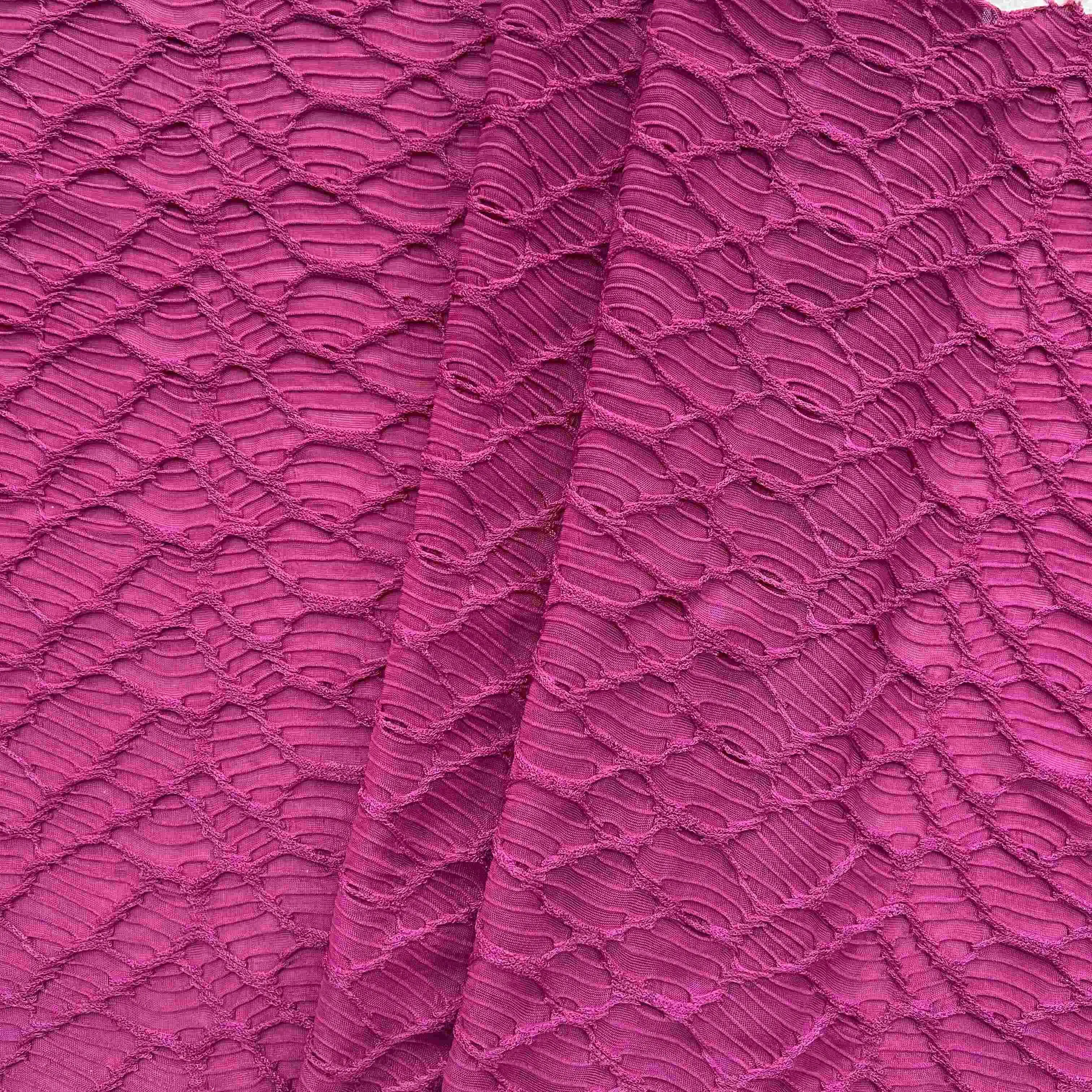 Hot selling mesh home textiles heat welded garments polyester spandex elastic jacquard knitting fabric for clothing