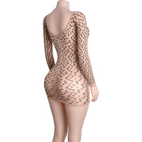 Combinaison à imprimé léopard, tenue de club, décolleté plongeant, manches longues, costume de danse sexy, tenue de rave, tenue exotique