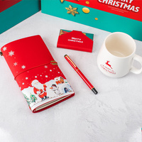 Cadeau de luxe en cuir PU A6 cahier uni + stylo + tasse + porte-cartes ensemble cadeau de noël d'entreprise