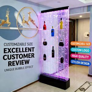 แผงอะคริลิคติดผนังแบบตั้งพื้นพร้อมไฟ LED หลายสี สร้างฟองน้ำในน้ำ พร้อมตู้เก็บไวน์ - Product Image 3