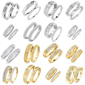 Nhẫn cưới/nhẫn đính hôn vàng nguyên chất 10k 14k 18k đính kim cương, bộ nhẫn đôi dành cho nam nữ - Product Image 3