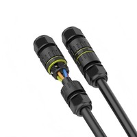 Connecteur de câble d'alimentation étanche IP68 pour câblage extérieur électrique en nylon PA66 avec fixation par vis EW-M20-3P