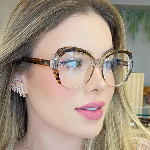 2023 New arrival Irregular Flat Lens Eyeglasses Women TR Optical Frames Fashion Big Frame Female Anti Blue Light Glasses