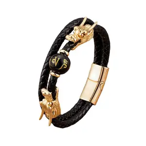 Bracelet à Double tête torsadé en acier inoxydable pour homme, bijoux Vintage, réglable, LXQ27