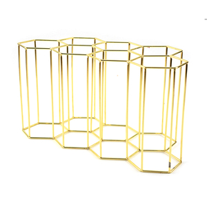 Présentoir à <span class=keywords><strong>vin</strong></span> géométrique moderne en métal doré, support de comptoir empilable pour 9 bouteilles, pour la maison, la cuisine ou le bar - Product Image 4