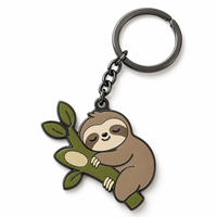 Porte-clés en métal émaillé personnalisé avec logo, motif paresseux mignon, cadeau promotionnel en gros, fournisseur et fabricant en vrac