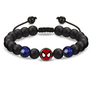 Pulsera personalizada con cuentas mate de obsidiana tejida a mano ajustable para hombre pulsera con cuentas de <span class=keywords><strong>Spiderman</strong></span> con piedra de ojo de tigre a la moda - Product Image 5