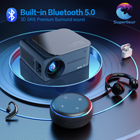 Projecteur intelligent portable WiFi Android 9 Superlieur M8 2G avec écran LCD, 200 lumens ANSI, résolution 1920x1080, haut-parleurs intégrés, prêt à l'emploi