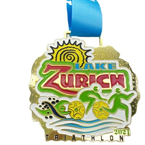 Médaille de marathon sportive personnalisée sur mesure <span class=keywords><strong>2021</strong></span> en alliage de zinc moulé, avec ruban, pour souvenirs et célébrations festives, vente en gros - Product Image 2