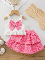 Ensemble deux pièces mignon pour filles - Ensemble jupe courte et haut à col pour bébé fille
